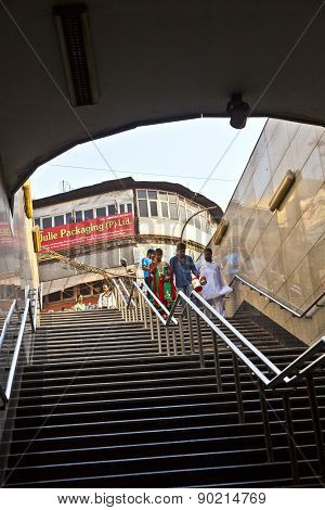 Delhi - November 11: Passengers Leaving Metro Train Chawri Bazar On November 11, 2011 In Delhi, Indi