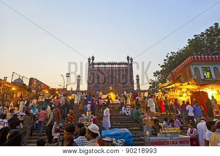 People At Chatta Chowk Bazaar  In Delhi, India.