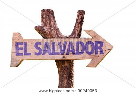 El Salvador wooden sign isolated on white background