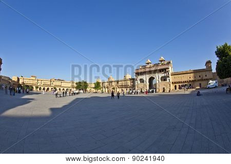 People Visit The Famous Amer Fort