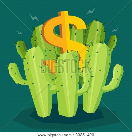 Dollar sign in cactus