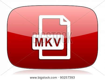 mkv file red glossy web icon  