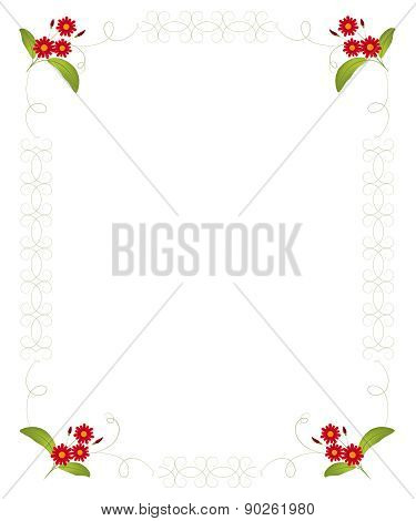 Floral Blank For Letter, Invitation, Congratulation. Vector Illustration.
