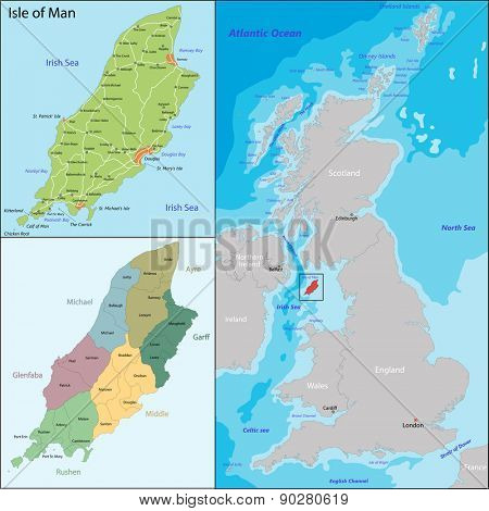 Map of administrative divisions the Isle of Man