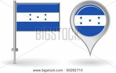 Honduras pin icon and map pointer flag. Vector