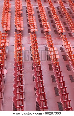 Empty Chairs Of Iron Before The Musical Concert