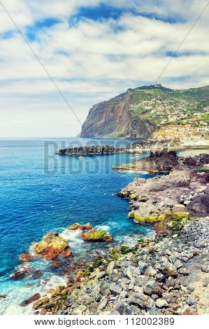 View Of Cabo Girao Cliff And Camara De Lobos Town. Madeira Island