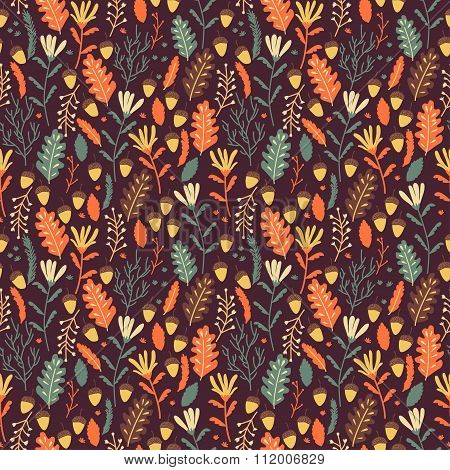 Autumn pattern with red and orange leaves