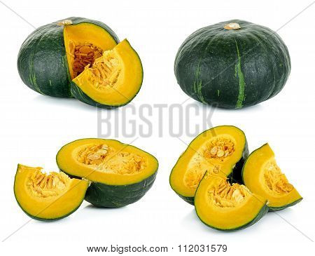 Green Pumpkin Isolated On The White Background