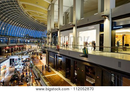 SINGAPORE - NOVEMBER 08, 2015: interior of The Shoppes at Marina Bay Sands. The Shoppes at Marina Bay Sands is one of Singapore's largest luxury shopping malls