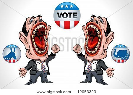 Cartoon Man Voting