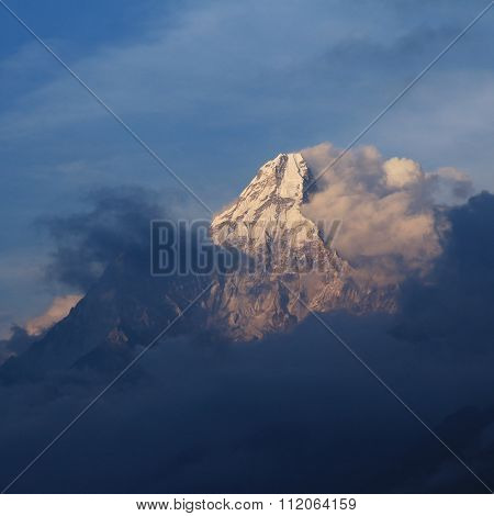 Peak Of Mt Ama Dablam At Sunset