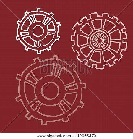 Hand Drawn Gears with Varying Opacity