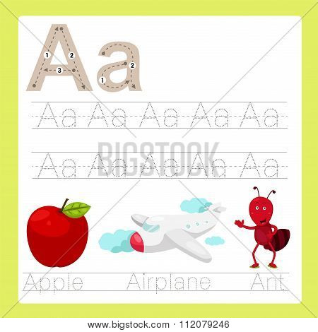 Illustration of A exercise A-Z cartoon vocabulary