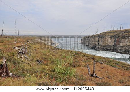 Violent Rapids On The River.
