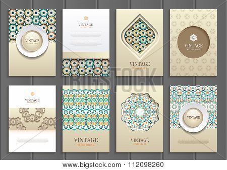 Stock vector set of brochures in vintage style