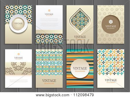 Stock vector set of brochures in vintage style