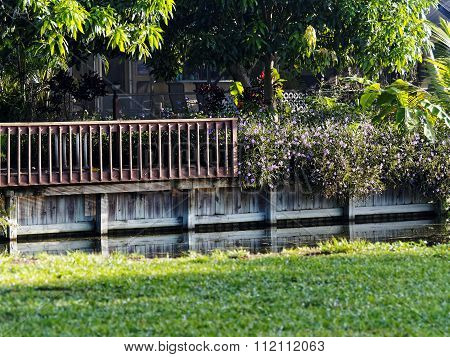 Landscaped Patio Overlooking Canal