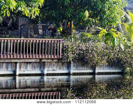 Landscaped Patio Overlooking Canal