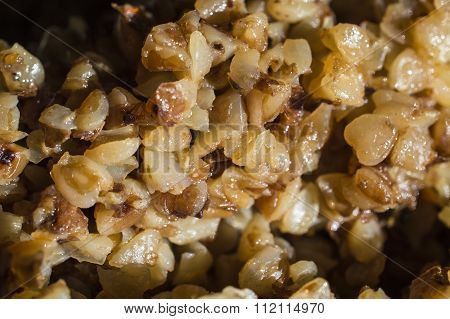 Friable Stewed Hot Buckwheat Cereal Close Up