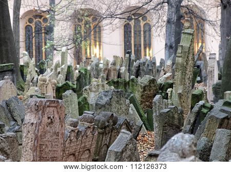 Old Jewish Cemetery And A Church, Prague
