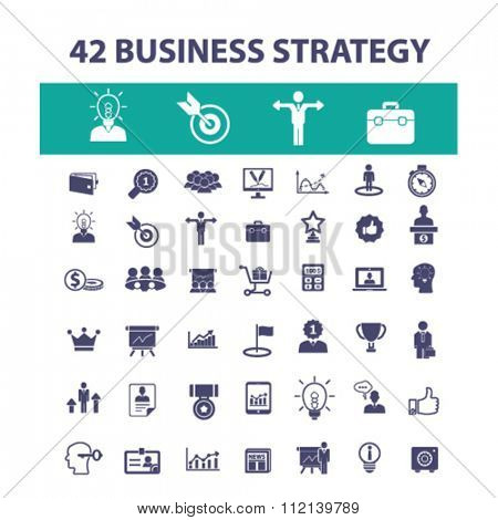 strategy icons, strategy concept, business strategy, strategical decision signs vector concept set for infographics, mobile, website, application
