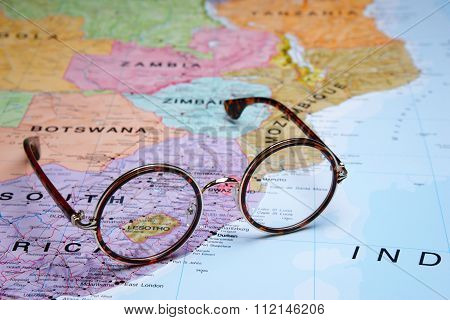 Glasses on a map - Lesotho