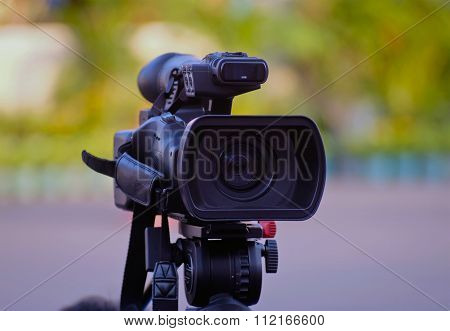 Close - Up Video Camera  With Color Bokeh