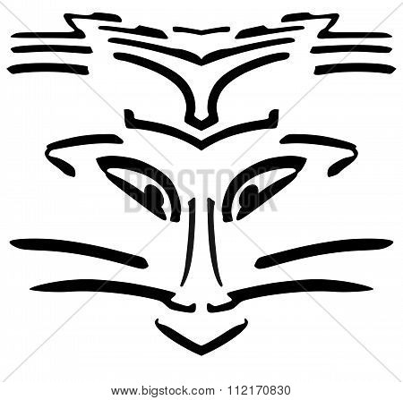 Hand Draw Illustration With Abstract Face Portrait