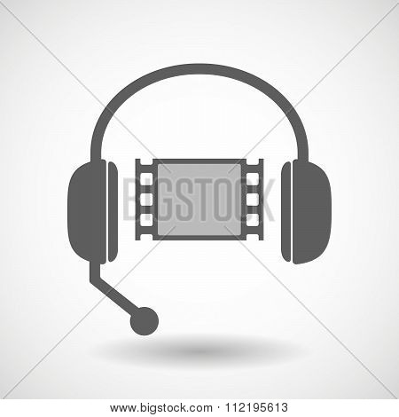 Assistance Headset Icon With A Film Photogram