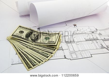 Money dollars in the work plan drawing