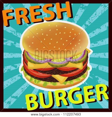 Burger Fresh Double Cheese Tomato Pickle