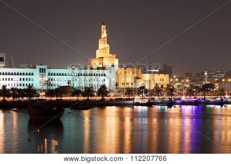 Doha Corniche At Night, Qatar