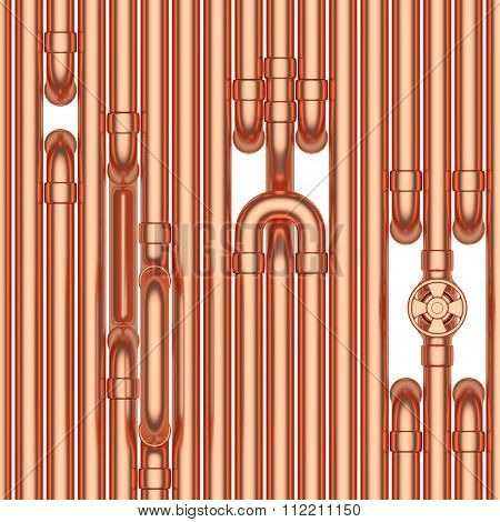 Copper Pipes Construction, Seamless Background
