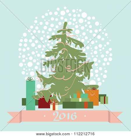 New Year flat card