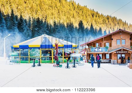 Round cafe at Bunderishka polyana, ski resort Bansko, Bulgaria