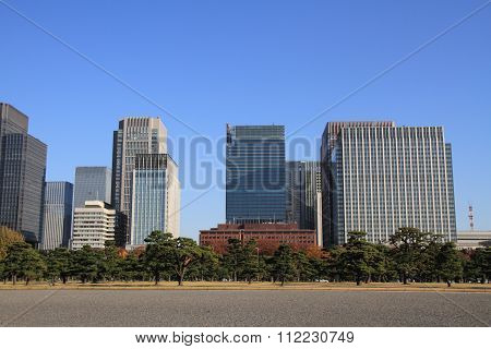 Skyscrapers and park in Hibiya Tokyo Japan
