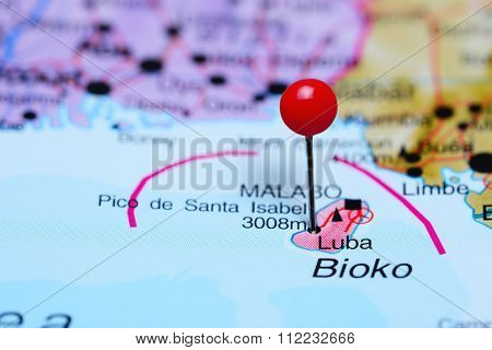 Luba pinned on a map of Africa