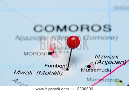 Fomboni pinned on a map of Africa