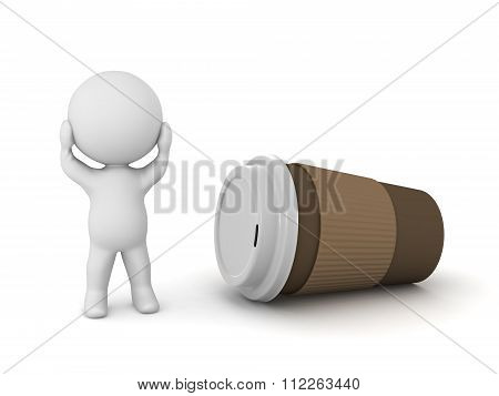 3D Character Stressed And Coffee Cup