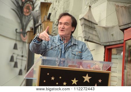 LOS ANGELES - DEC 21:  Quentin Tarantino at the Quentin Tarantino Hollywood Walk of Fame Star Ceremony at the Hollywood Blvd on December 21, 2015 in Los Angeles, CA