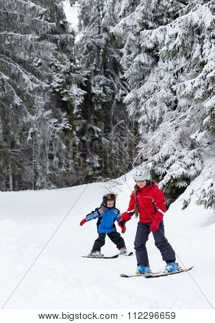 Children Skiing