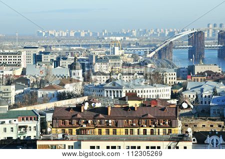 Kyiv, Ukraine,  December, 2015, year, Winter, urban, landscape, Podil, district.