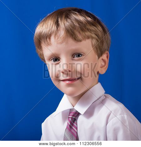 Portrait Of The Boy Of The Blonde With Blue Eyes