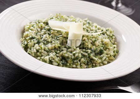 Spinach risotto with Parmesan cheese