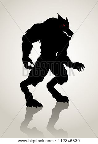 Silhouette illustration of a werewolf