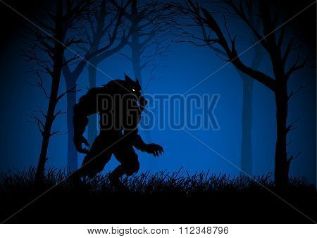 A Werewolf lurking in the dark woods