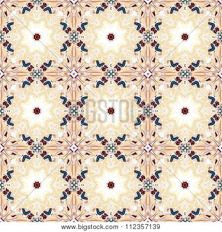 Seamless pastel Damask Background Pattern Design and Wallpaper Made of Turkish Texture Ceramic Tiles in Vector