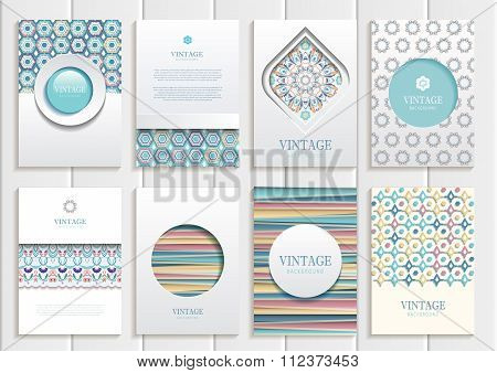 Stock vector set of brochures in vintage style