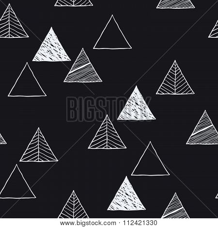 Seamless hand-drawn triangles pattern.